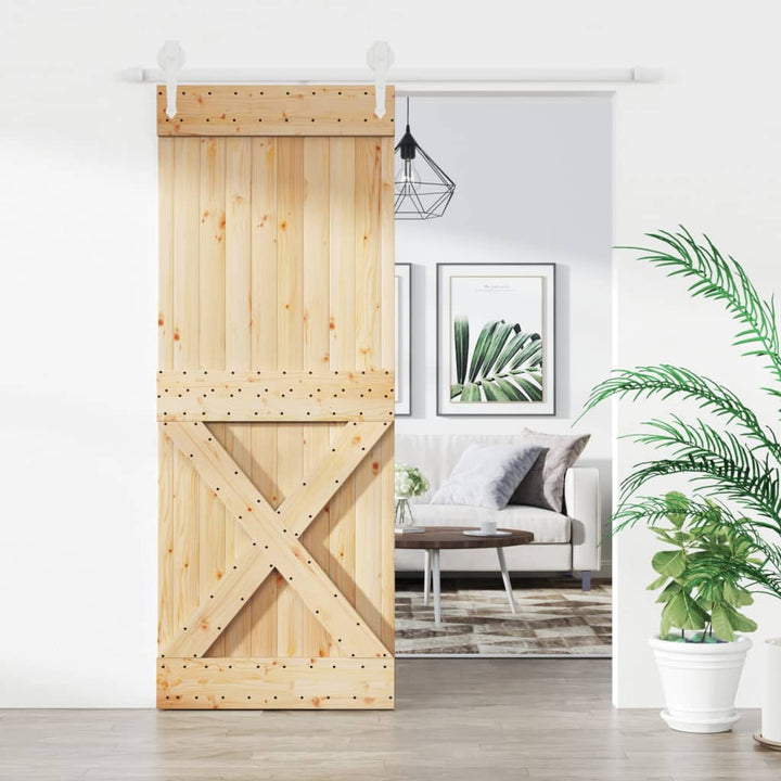 Ușă Glisantă Cu Set De Feronerie 80X210 Cm, Lemn Masiv De Pin