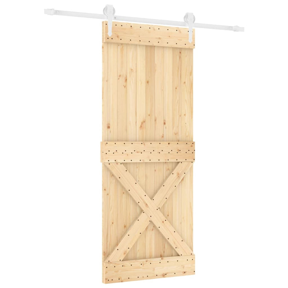 Ușă Glisantă Cu Set Feronerie, 90X210 Cm, Lemn Masiv De Pin