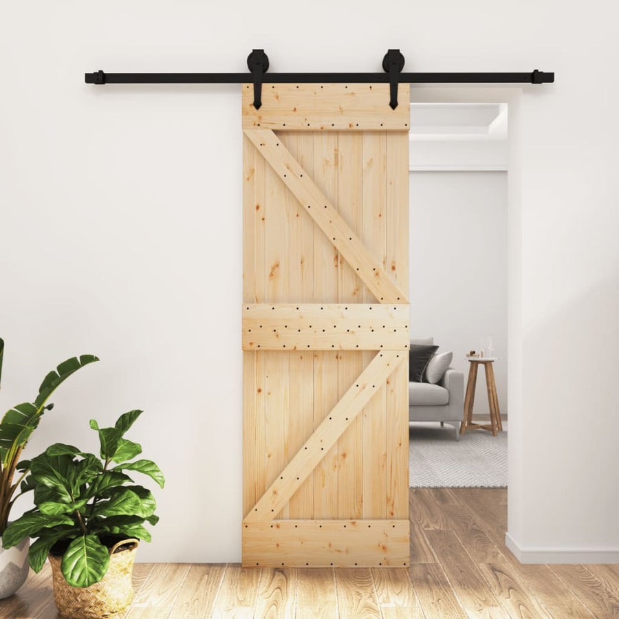 Ușă Glisantă Cu Set De Feronerie 70X210 Cm, Lemn Masiv De Pin