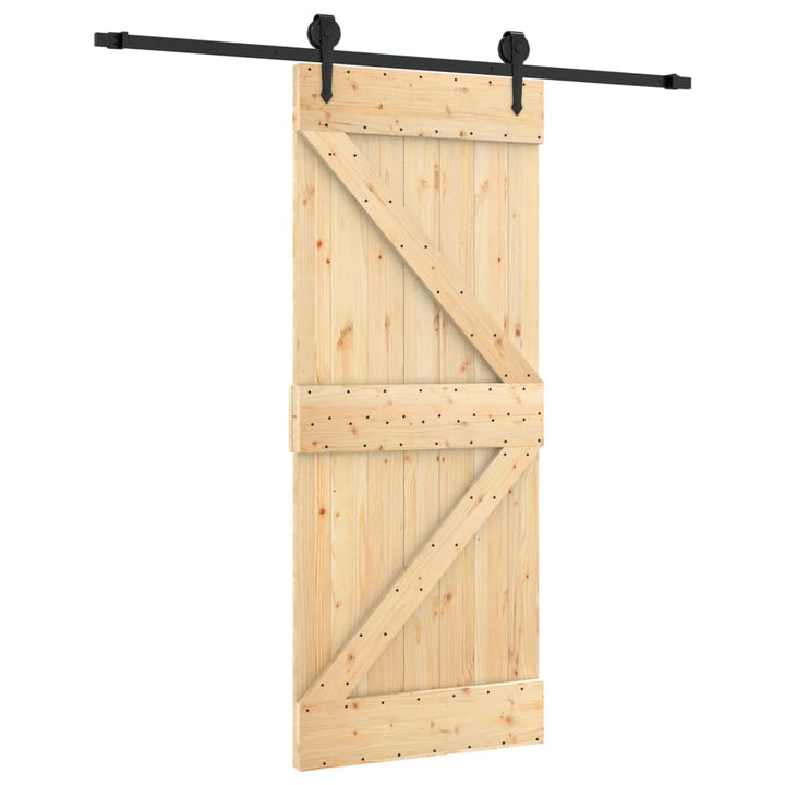 Ușă Glisantă Cu Set De Feronerie 85X210 Cm, Lemn Masiv De Pin