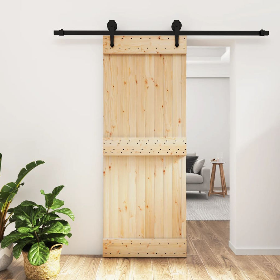 Ușă Glisantă Cu Set De Feronerie 80X210 Cm, Lemn Masiv De Pin
