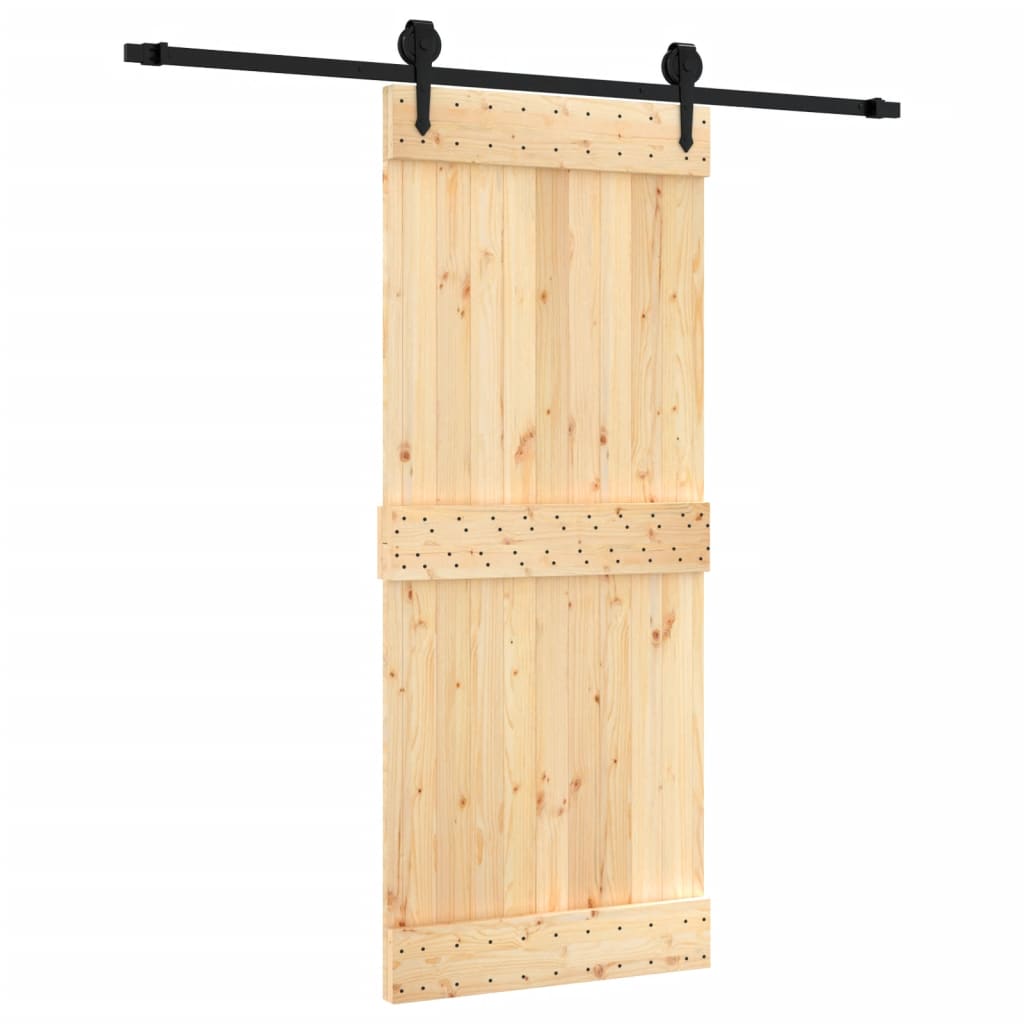 Ușă Glisantă Cu Set De Feronerie 85X210 Cm, Lemn Masiv De Pin