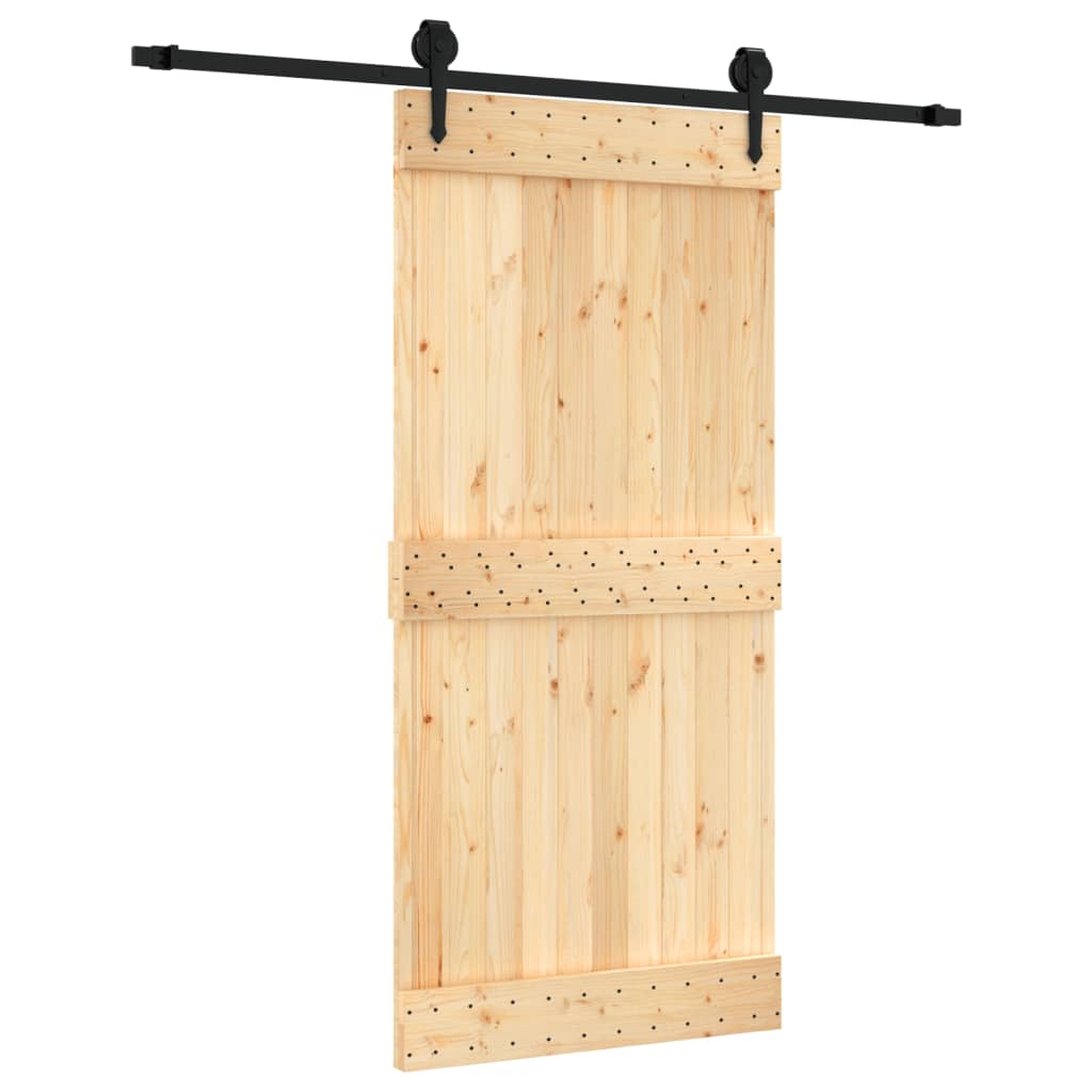 Ușă Glisantă Cu Set De Feronerie 95X210 Cm, Lemn Masiv De Pin