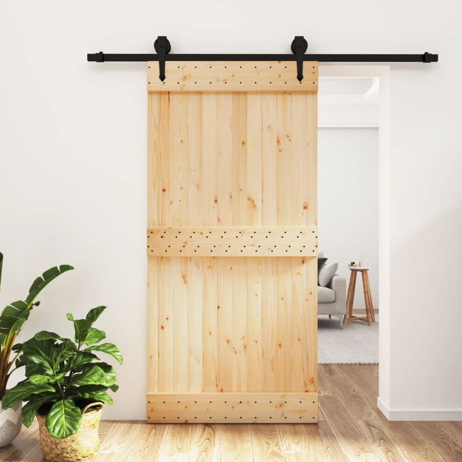 Ușă Glisantă Cu Set Feronerie, 100X210 Cm, Lemn Masiv De Pin