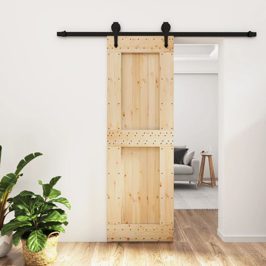 Ușă Glisantă Cu Set De Feronerie 70X210 Cm, Lemn Masiv De Pin