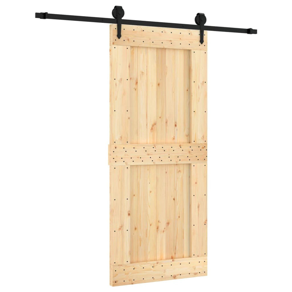 Ușă Glisantă Cu Set Feronerie, 90X210 Cm, Lemn Masiv De Pin