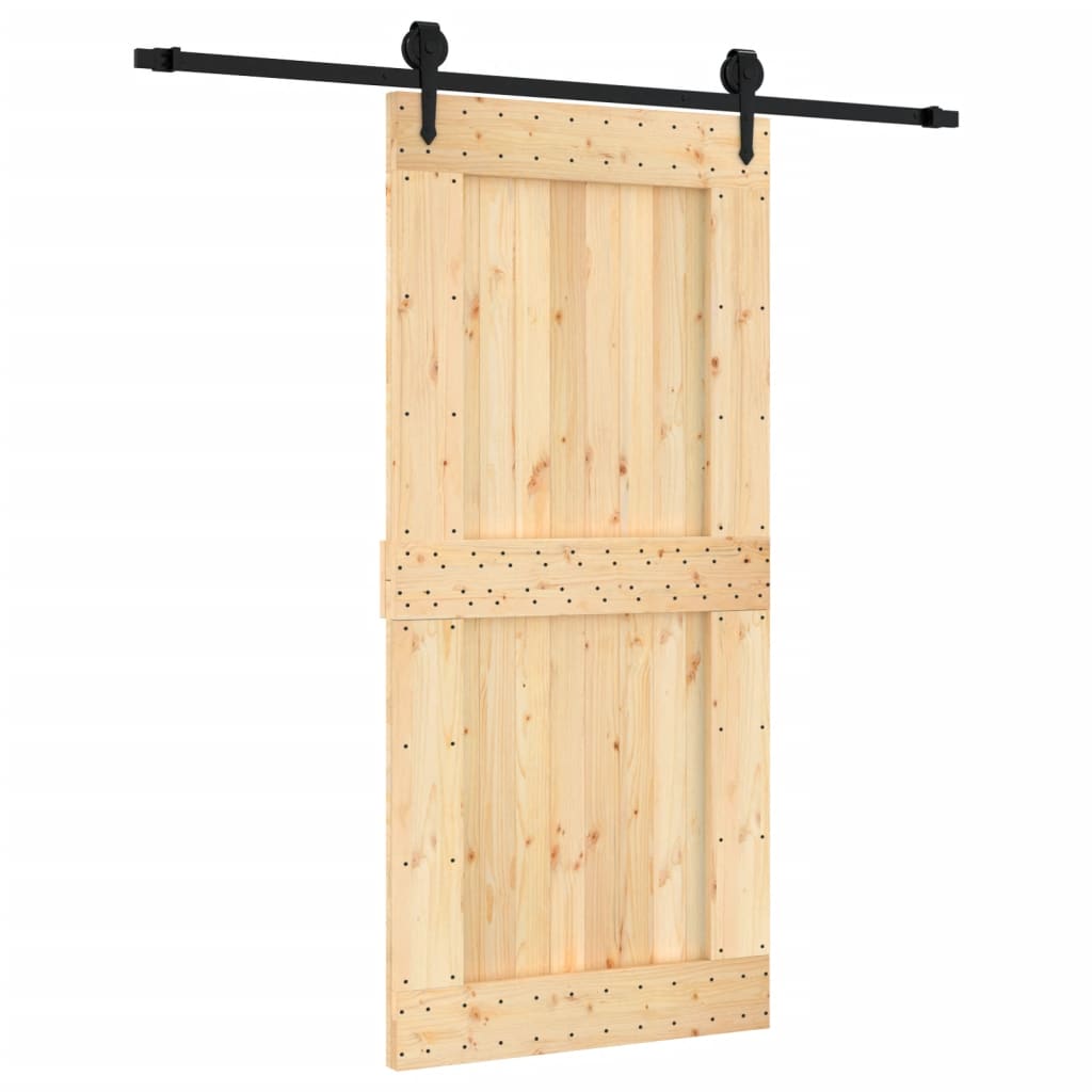 Ușă Glisantă Cu Set De Feronerie 95X210 Cm, Lemn Masiv De Pin