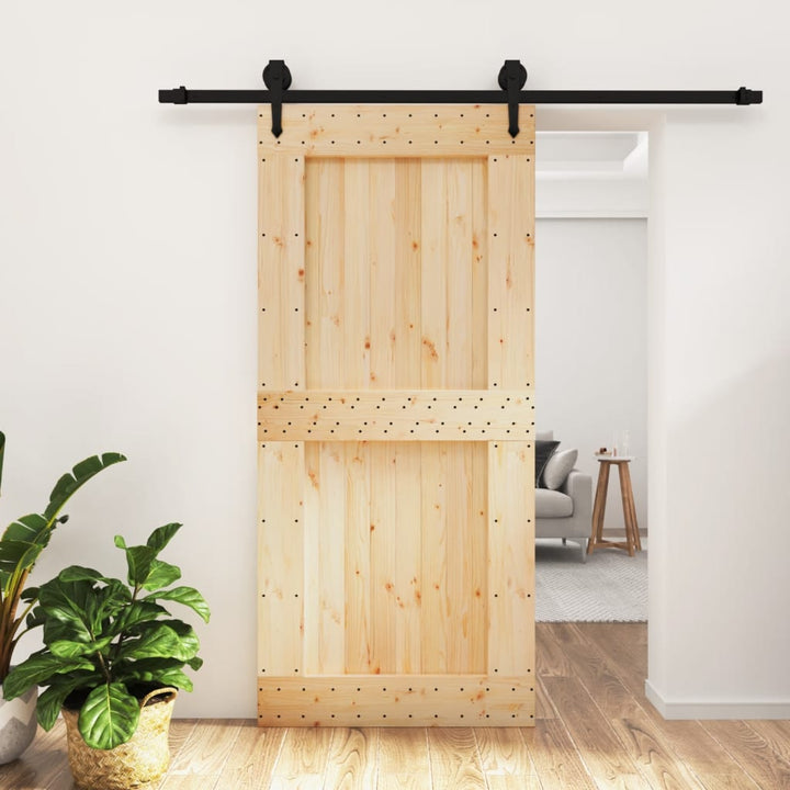 Ușă Glisantă Cu Set De Feronerie 95X210 Cm, Lemn Masiv De Pin