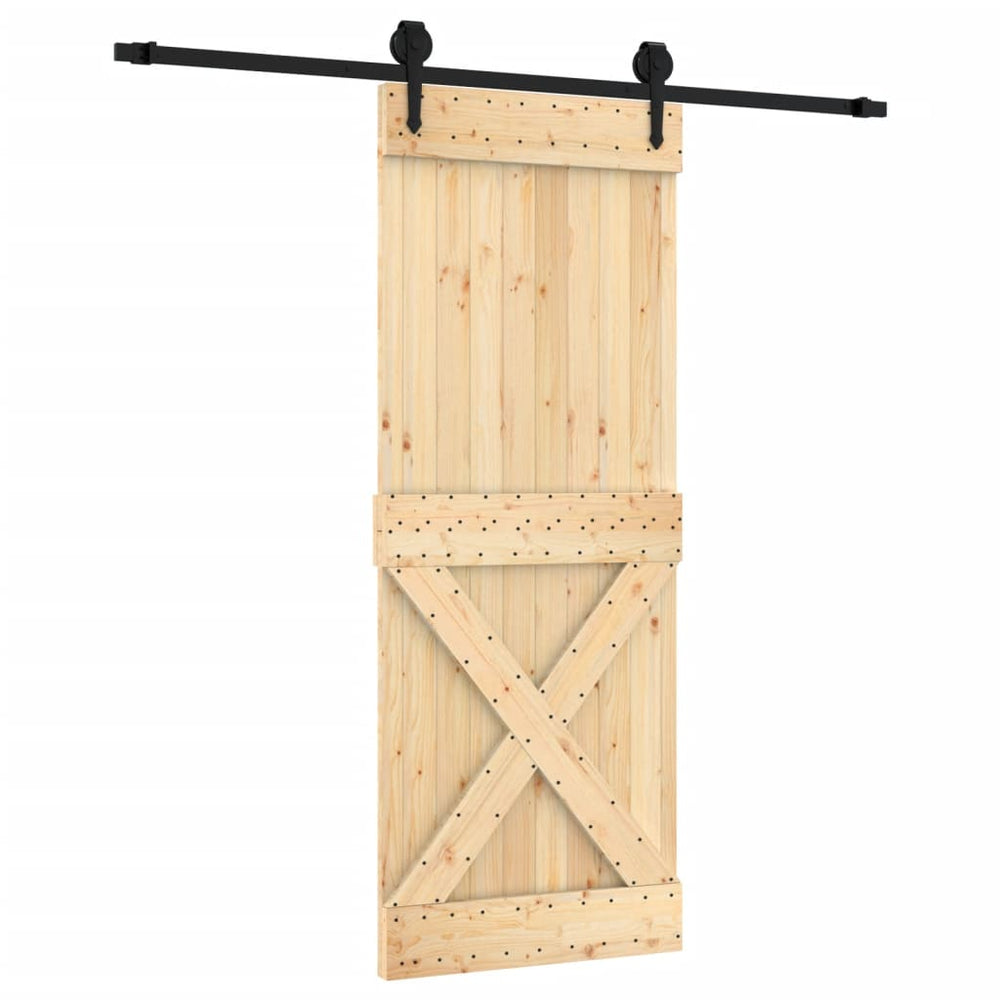 Ușă Glisantă Cu Set De Feronerie 80X210 Cm, Lemn Masiv De Pin