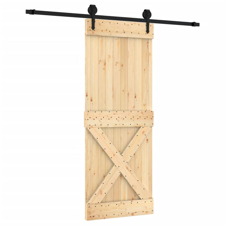 Ușă Glisantă Cu Set De Feronerie 80X210 Cm, Lemn Masiv De Pin