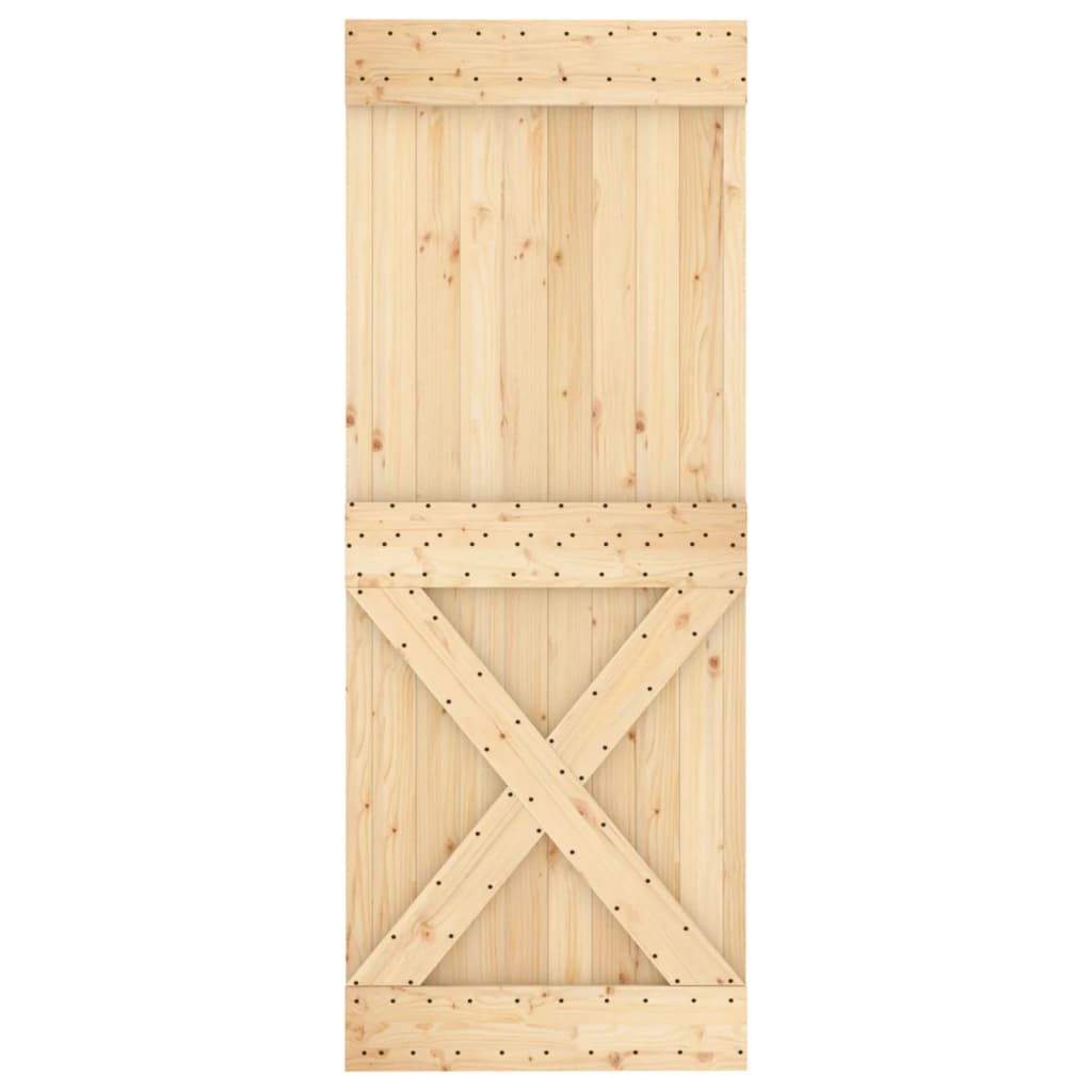 Ușă Glisantă Cu Set De Feronerie 80X210 Cm, Lemn Masiv De Pin