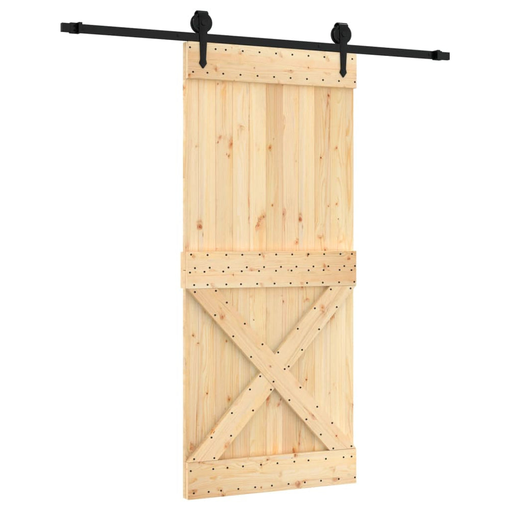 Ușă Glisantă Cu Set Feronerie, 90X210 Cm, Lemn Masiv De Pin