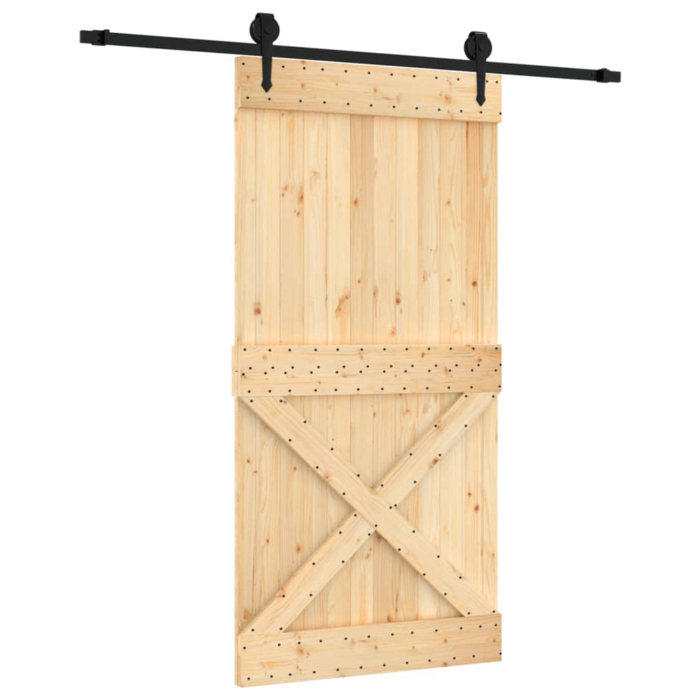 Ușă Glisantă Cu Set Feronerie, 100X210 Cm, Lemn Masiv De Pin