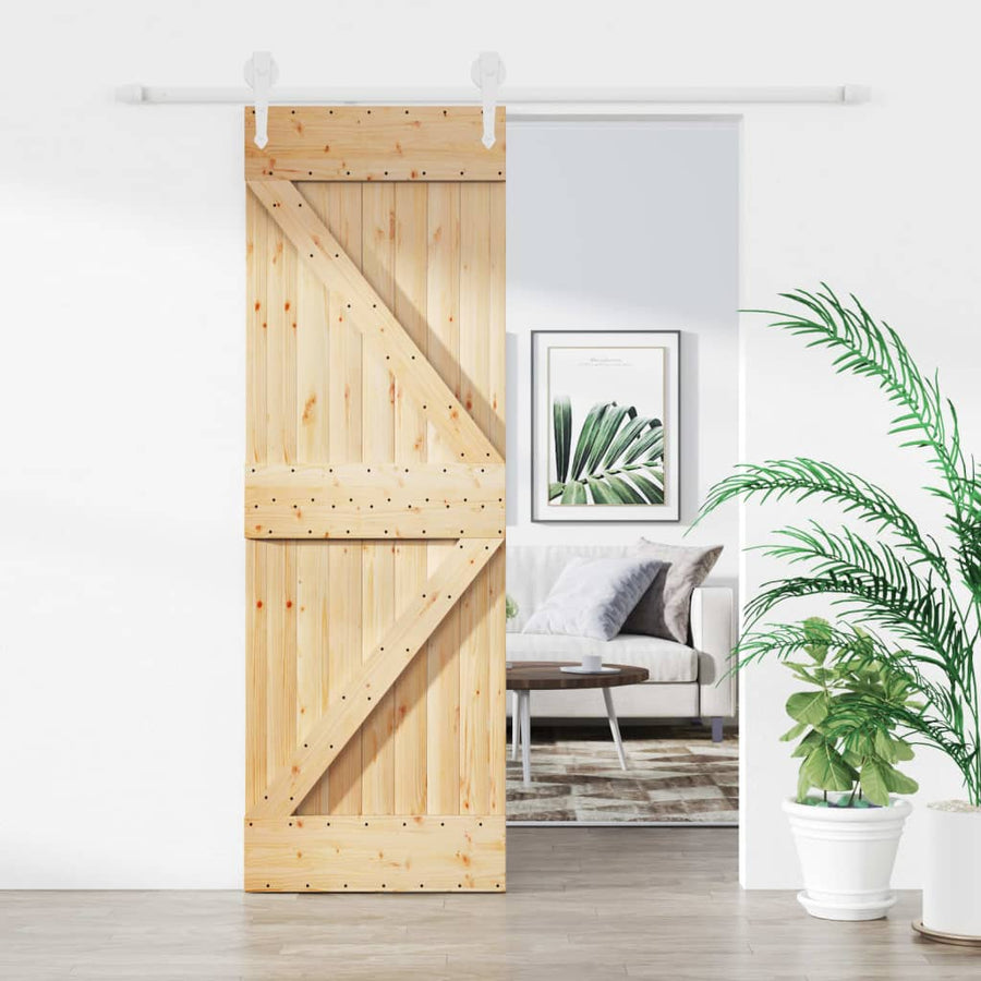 Ușă Glisantă Cu Set De Feronerie 70X210 Cm, Lemn Masiv De Pin