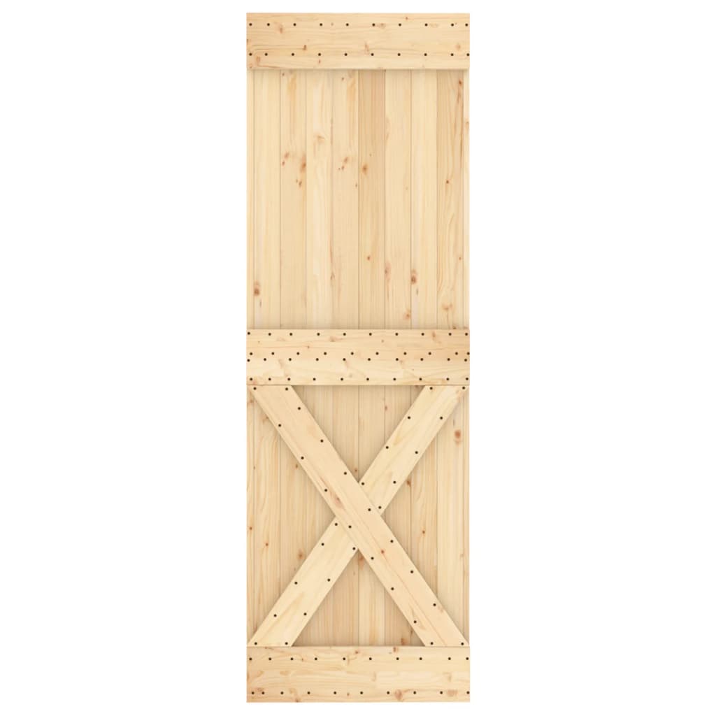 Ușă Glisantă Cu Set De Feronerie 80X210 Cm, Lemn Masiv De Pin