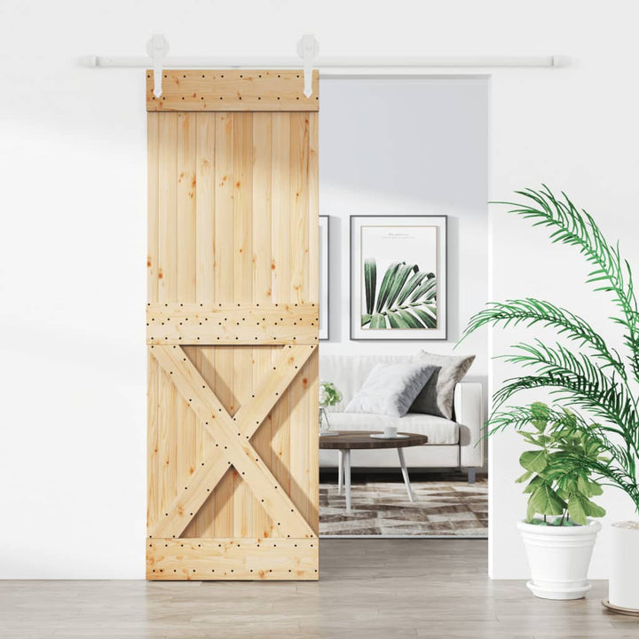 Ușă Glisantă Cu Set De Feronerie 80X210 Cm, Lemn Masiv De Pin
