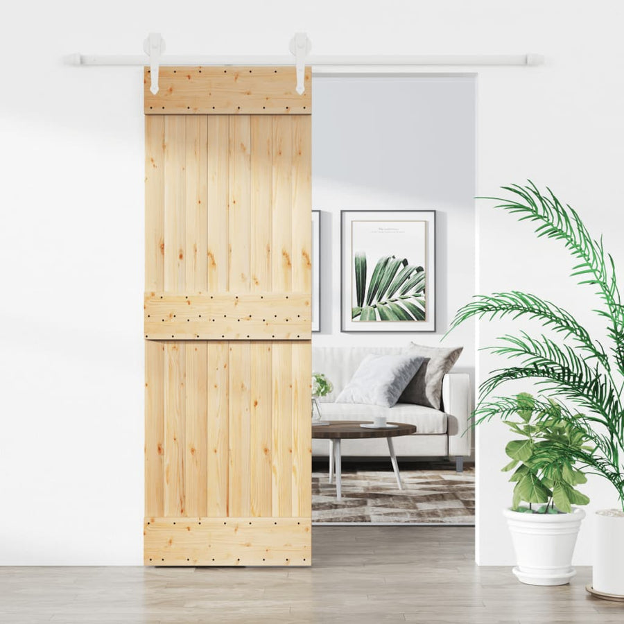 Ușă Glisantă Cu Set De Feronerie 70X210 Cm, Lemn Masiv De Pin
