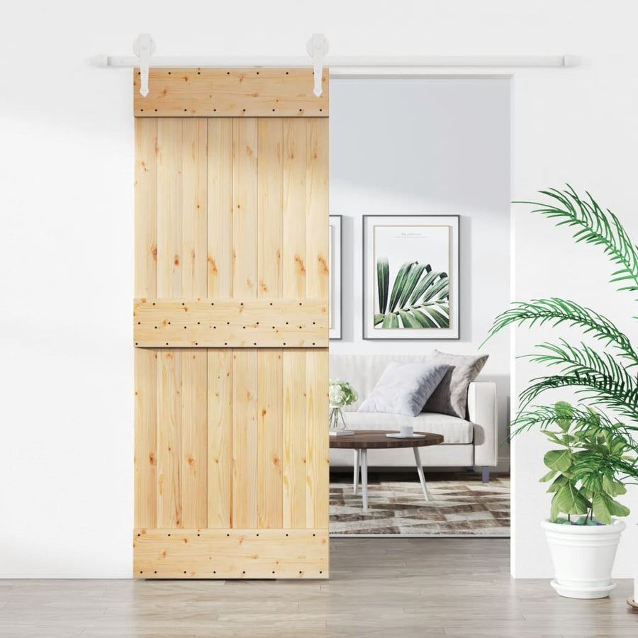 Ușă Glisantă Cu Set De Feronerie 80X210 Cm, Lemn Masiv De Pin