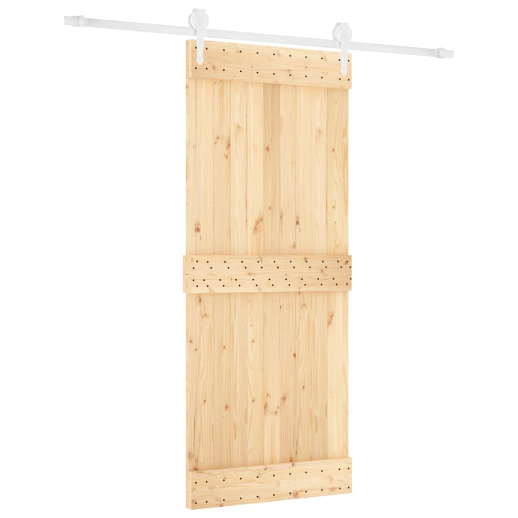 Ușă Glisantă Cu Set De Feronerie 85X210 Cm, Lemn Masiv De Pin