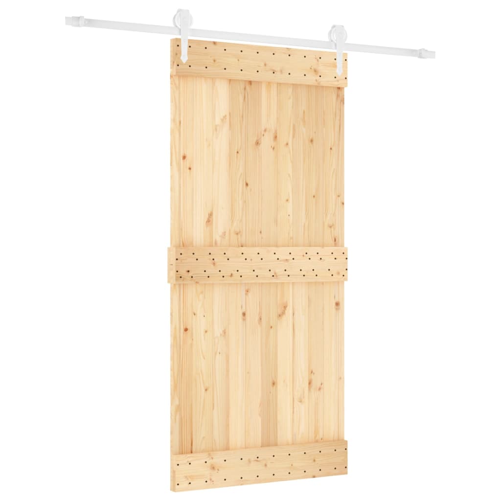 Ușă Glisantă Cu Set De Feronerie 95X210 Cm, Lemn Masiv De Pin