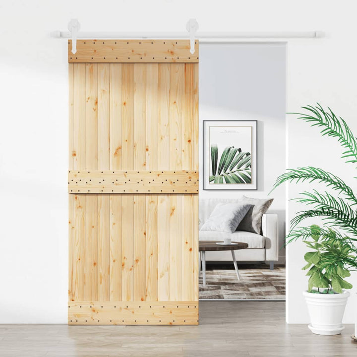 Ușă Glisantă Cu Set De Feronerie 95X210 Cm, Lemn Masiv De Pin