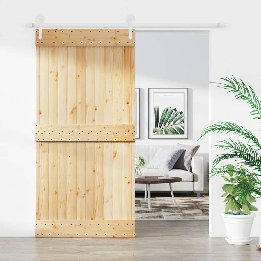 Ușă Glisantă Cu Set Feronerie, 100X210 Cm, Lemn Masiv De Pin