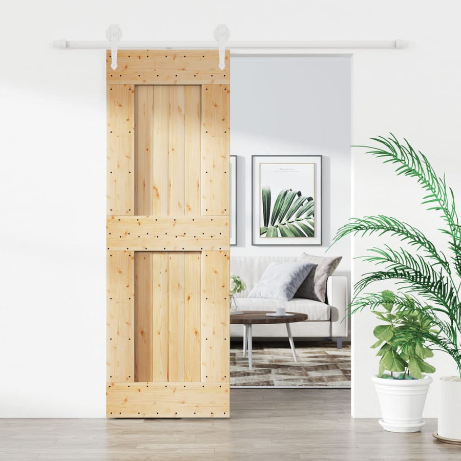 Ușă Glisantă Cu Set De Feronerie 70X210 Cm, Lemn Masiv De Pin