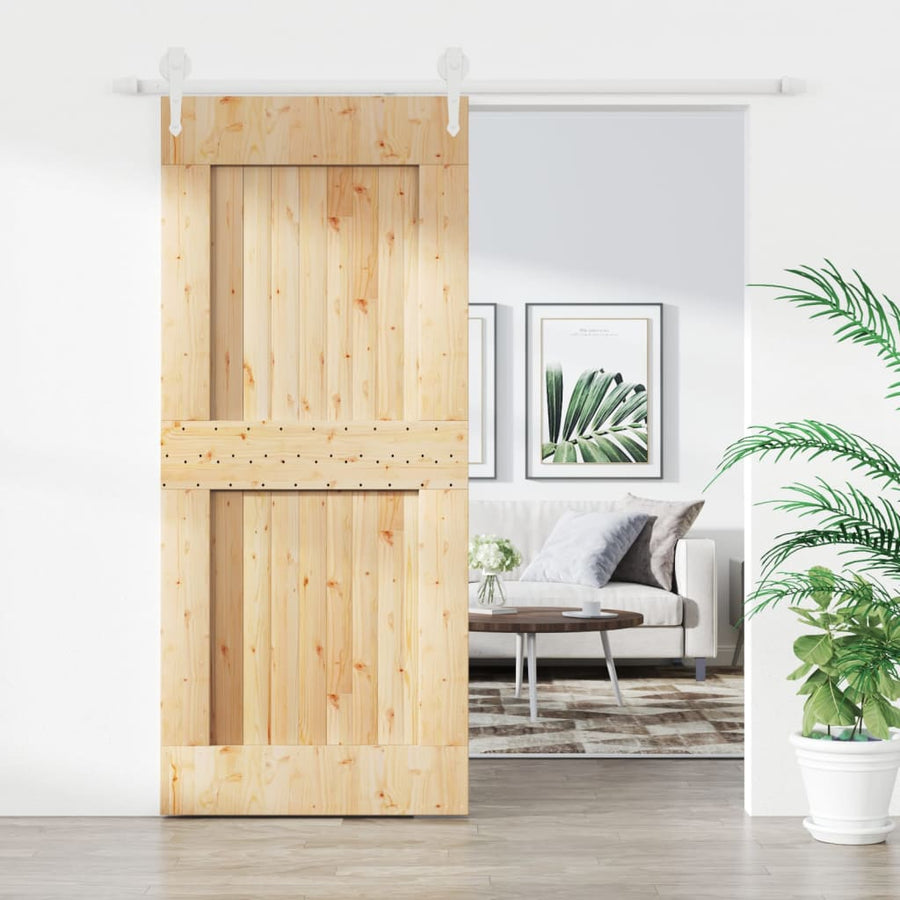 Ușă Glisantă Cu Set Feronerie, 90X210 Cm, Lemn Masiv De Pin