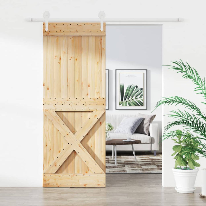 Ușă Glisantă Cu Set De Feronerie 80X210 Cm, Lemn Masiv De Pin