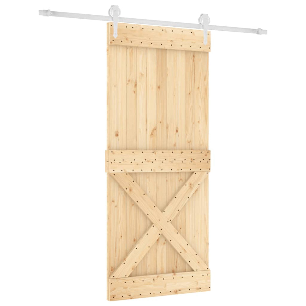 Ușă Glisantă Cu Set Feronerie, 90X210 Cm, Lemn Masiv De Pin