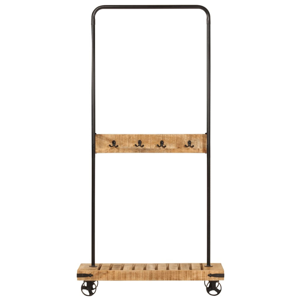 Suport Pentru Haine Cu Roți 90X35X190Cm Lemn Masiv Mango & Fier