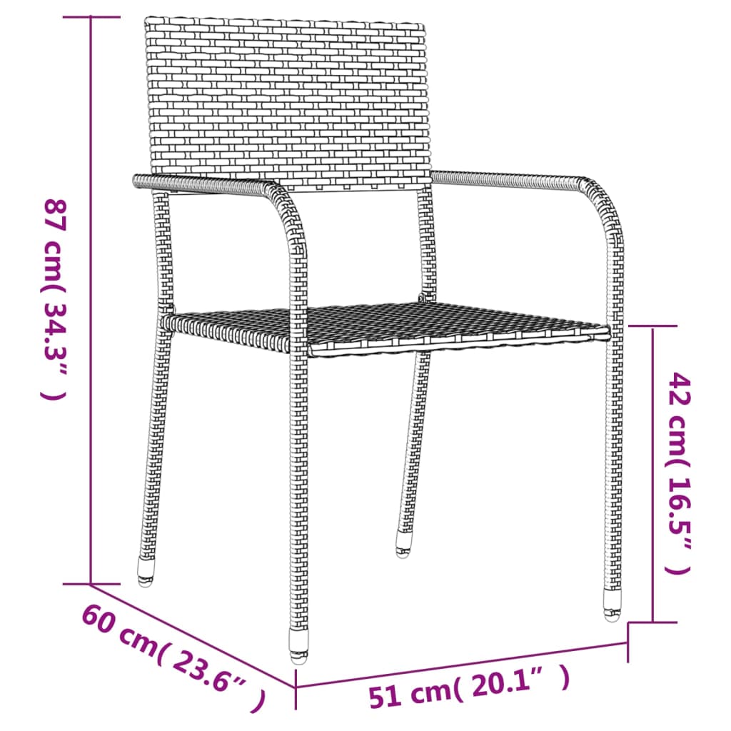 Set Mobilier De Grădină, 5 Piese, Negru, Poliratan Și Oțel