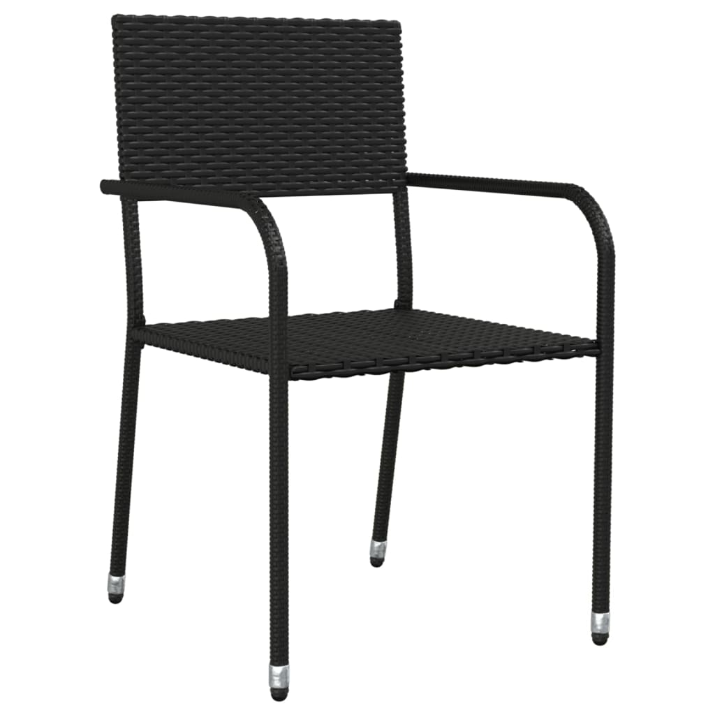 Set Mobilier De Grădină, 5 Piese, Negru, Poliratan Și Oțel