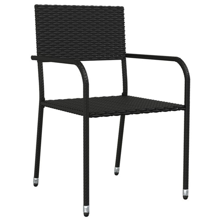 Set Mobilier De Grădină, 5 Piese, Negru, Poliratan Și Oțel