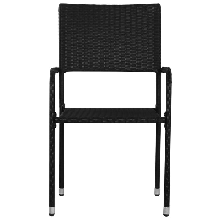 Set Mobilier De Grădină, 5 Piese, Negru, Poliratan Și Oțel
