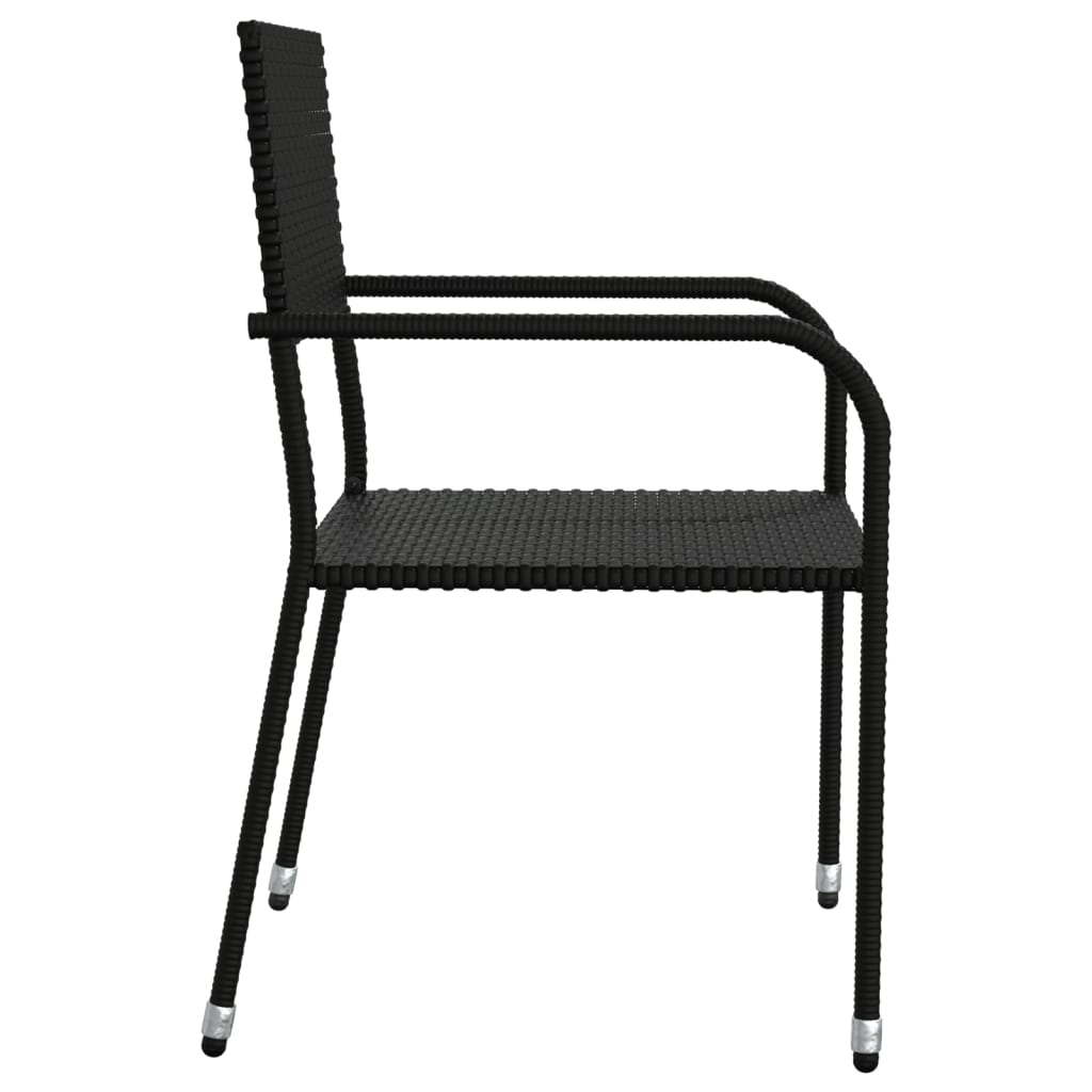 Set Mobilier De Grădină, 5 Piese, Negru, Poliratan Și Oțel