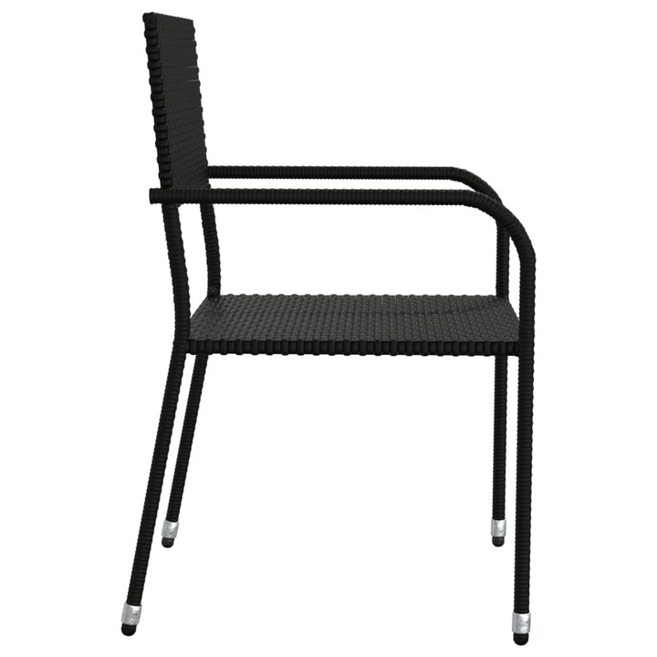 Set Mobilier De Grădină, 5 Piese, Negru, Poliratan Și Oțel