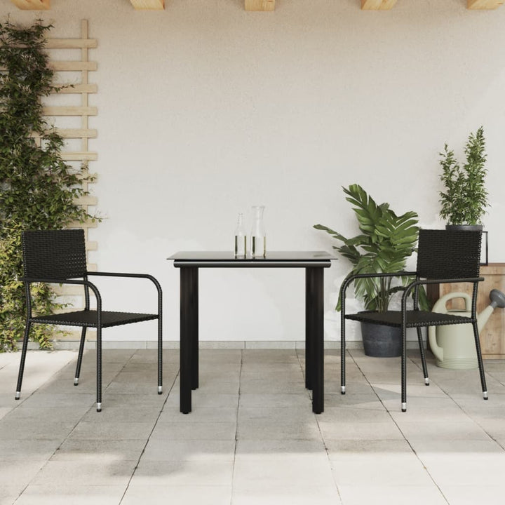 Set Mobilier De Grădină, 5 Piese, Negru, Poliratan Și Oțel