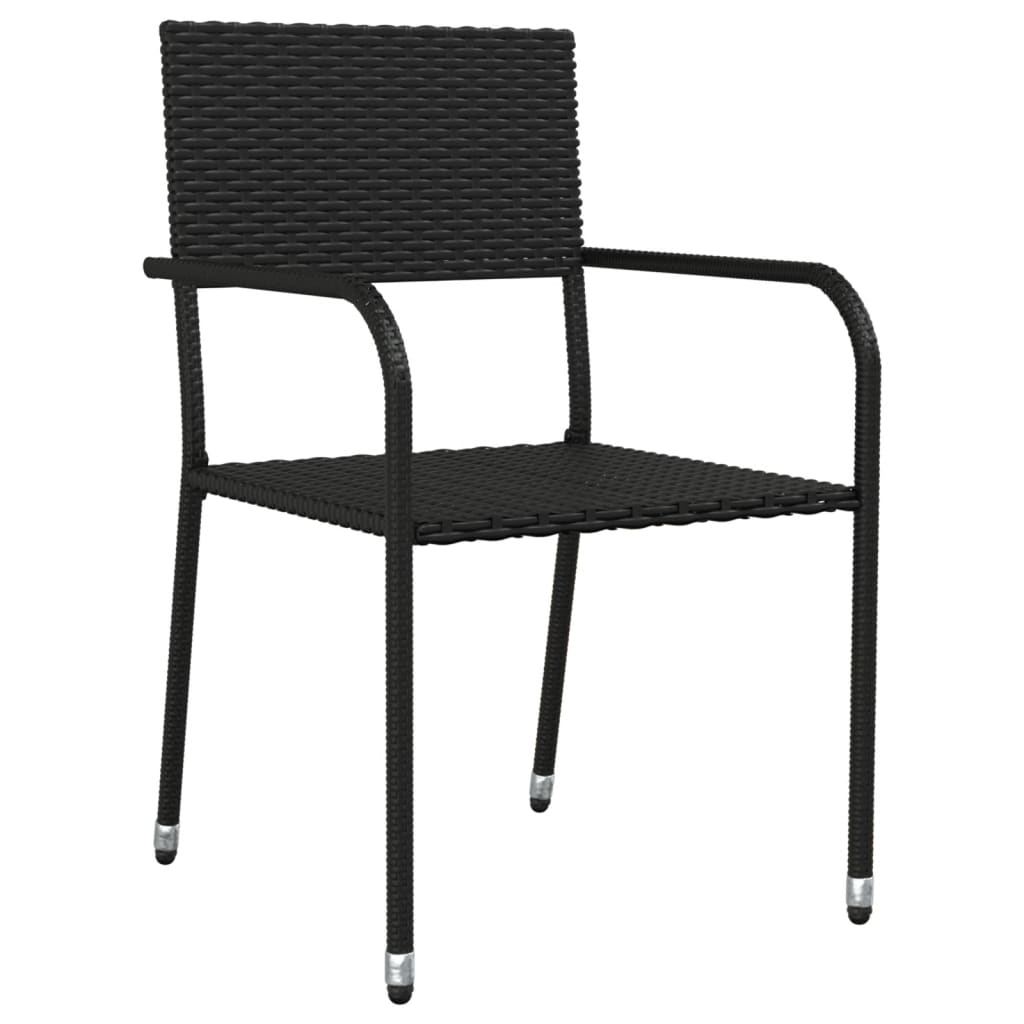 Set Mobilier De Grădină, 5 Piese, Negru, Poliratan Și Oțel
