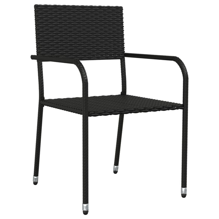 Set Mobilier De Grădină, 5 Piese, Negru, Poliratan Și Oțel