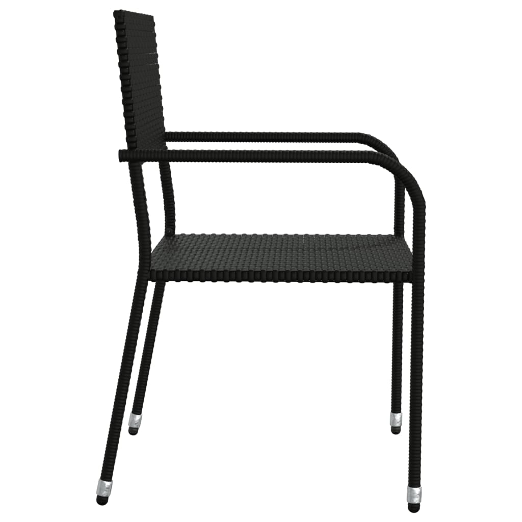 Set Mobilier De Grădină, 5 Piese, Negru, Poliratan Și Oțel