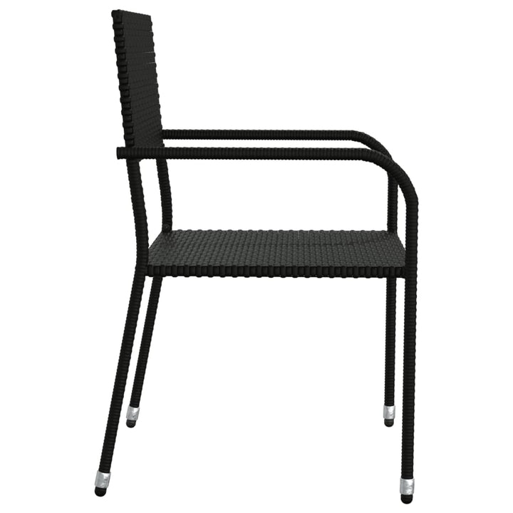 Set Mobilier De Grădină, 5 Piese, Negru, Poliratan Și Oțel
