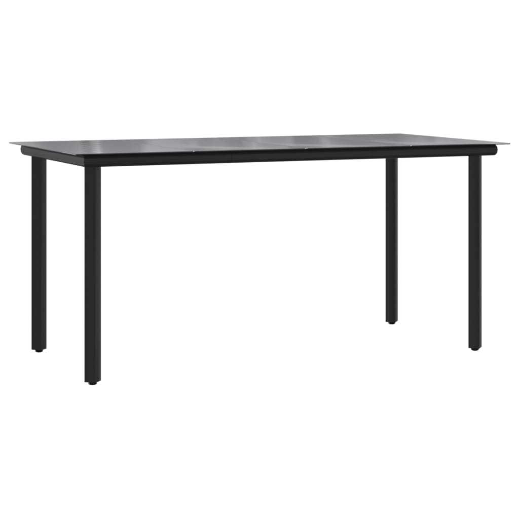 Set Mobilier De Grădină, 5 Piese, Negru, Poliratan Și Oțel