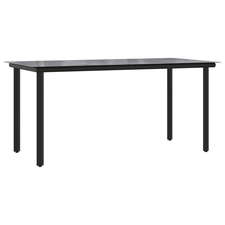 Set Mobilier De Grădină, 5 Piese, Negru, Poliratan Și Oțel