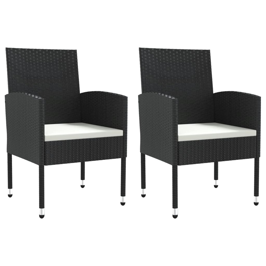 Set Mobilier De Grădină, 3 Piese, Negru, Poliratan Și Oțel