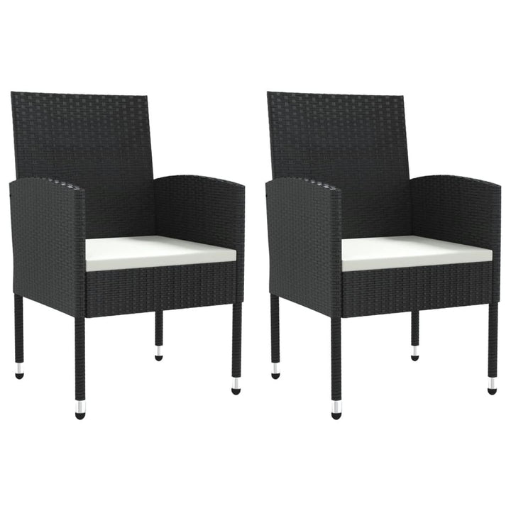 Set Mobilier De Grădină, 3 Piese, Negru, Poliratan Și Oțel