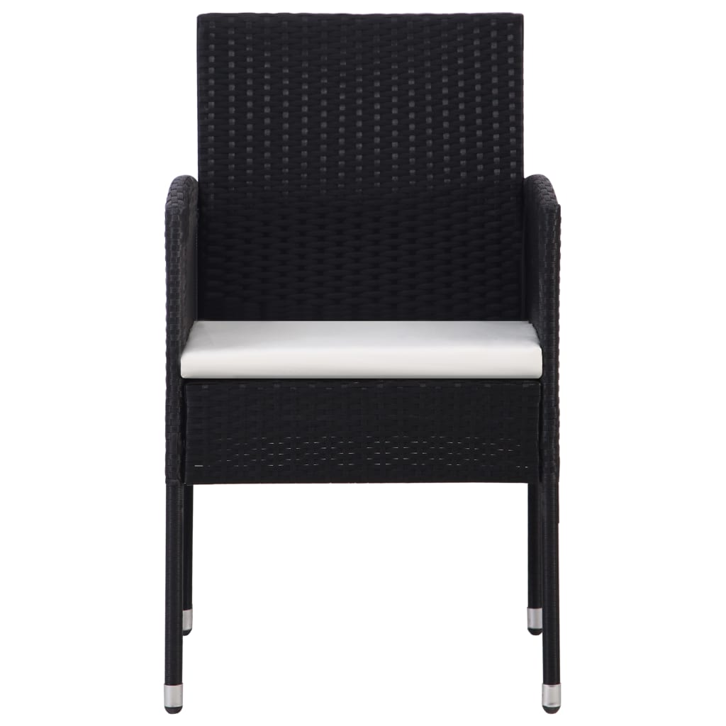 Set Mobilier De Grădină, 3 Piese, Negru, Poliratan Și Oțel