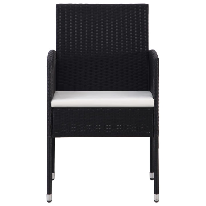 Set Mobilier De Grădină, 3 Piese, Negru, Poliratan Și Oțel