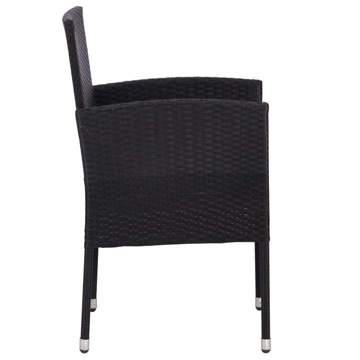 Set Mobilier De Grădină, 3 Piese, Negru, Poliratan Și Oțel