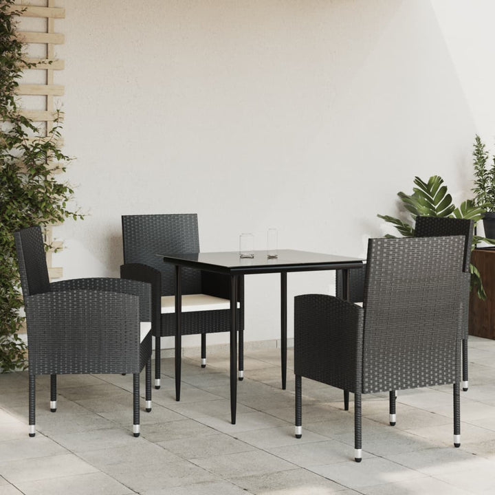 Set Mobilier De Grădină, 3 Piese, Negru, Poliratan Și Oțel